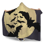 8-Bit Pixel Halloween Bat Print Hooded Blanket