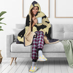 8-Bit Pixel Halloween Bat Print Hooded Blanket