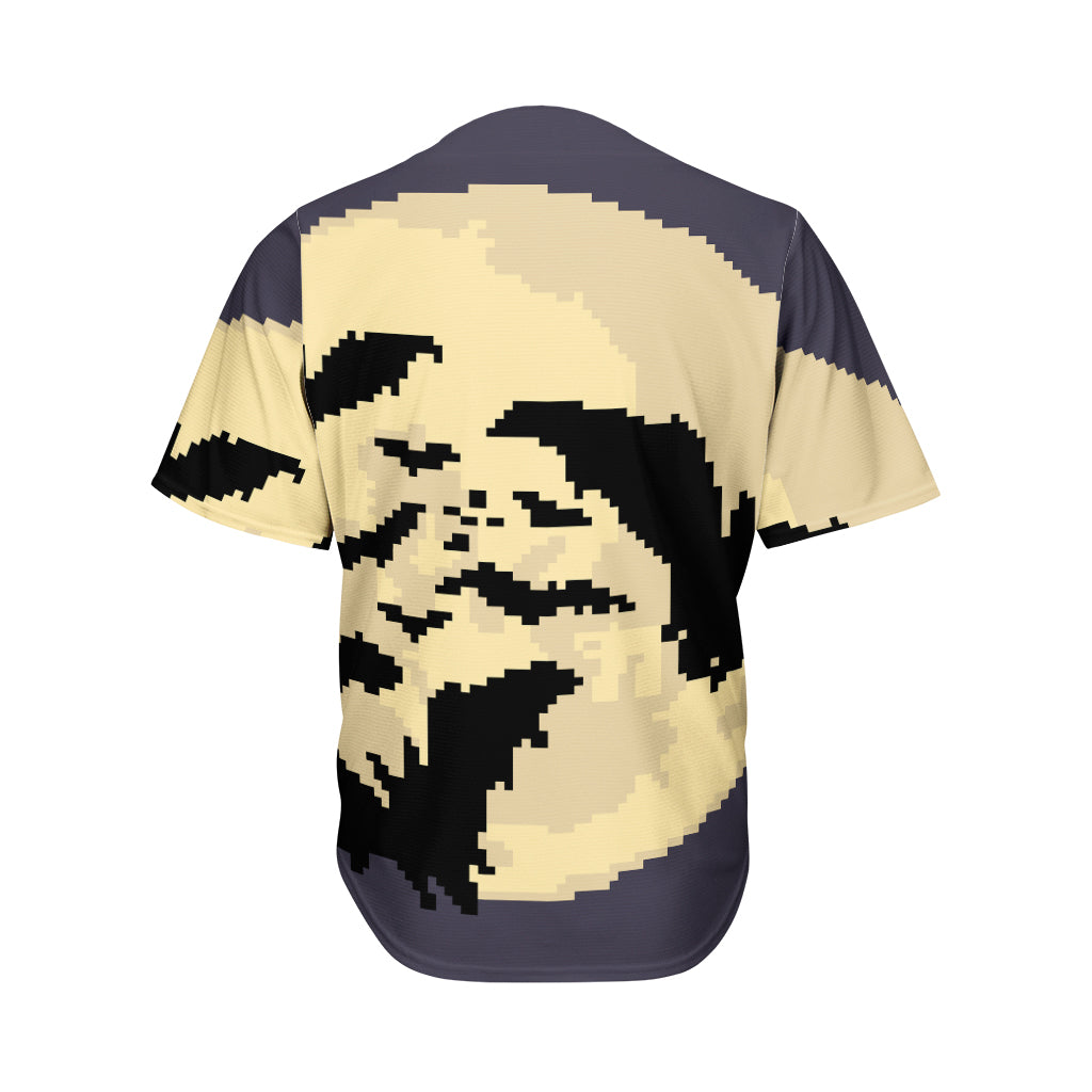 8-Bit Pixel Halloween Bat Print Men's Baseball Jersey