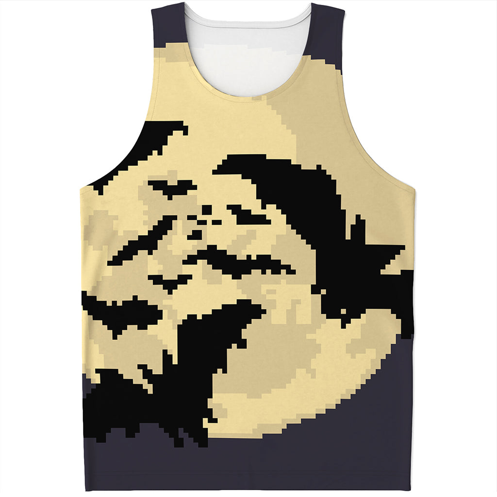 8-Bit Pixel Halloween Bat Print Men's Tank Top