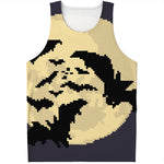 8-Bit Pixel Halloween Bat Print Men's Tank Top