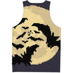 8-Bit Pixel Halloween Bat Print Men's Tank Top