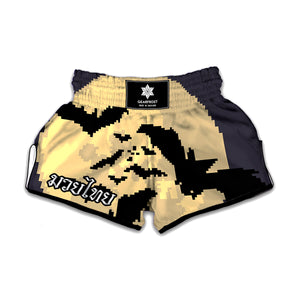 8-Bit Pixel Halloween Bat Print Muay Thai Boxing Shorts