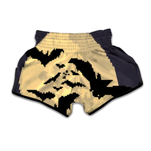 8-Bit Pixel Halloween Bat Print Muay Thai Boxing Shorts