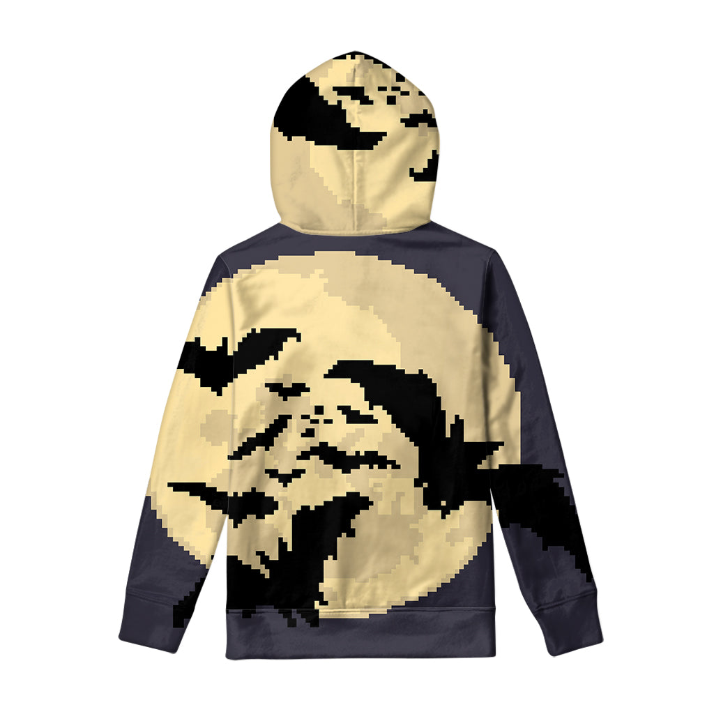 8-Bit Pixel Halloween Bat Print Pullover Hoodie
