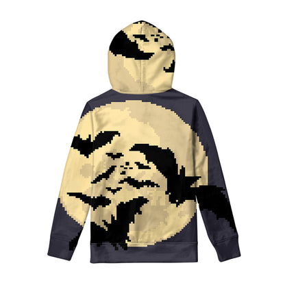 8-Bit Pixel Halloween Bat Print Pullover Hoodie