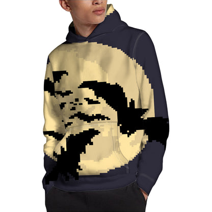 8-Bit Pixel Halloween Bat Print Pullover Hoodie