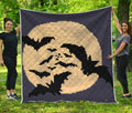 8-Bit Pixel Halloween Bat Print Quilt