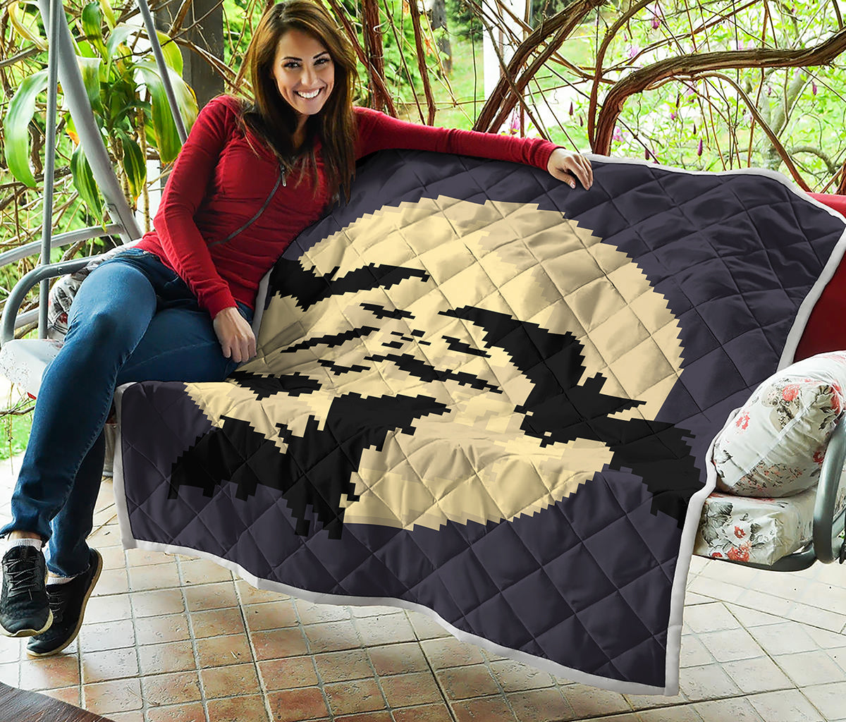 8-Bit Pixel Halloween Bat Print Quilt