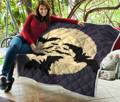 8-Bit Pixel Halloween Bat Print Quilt