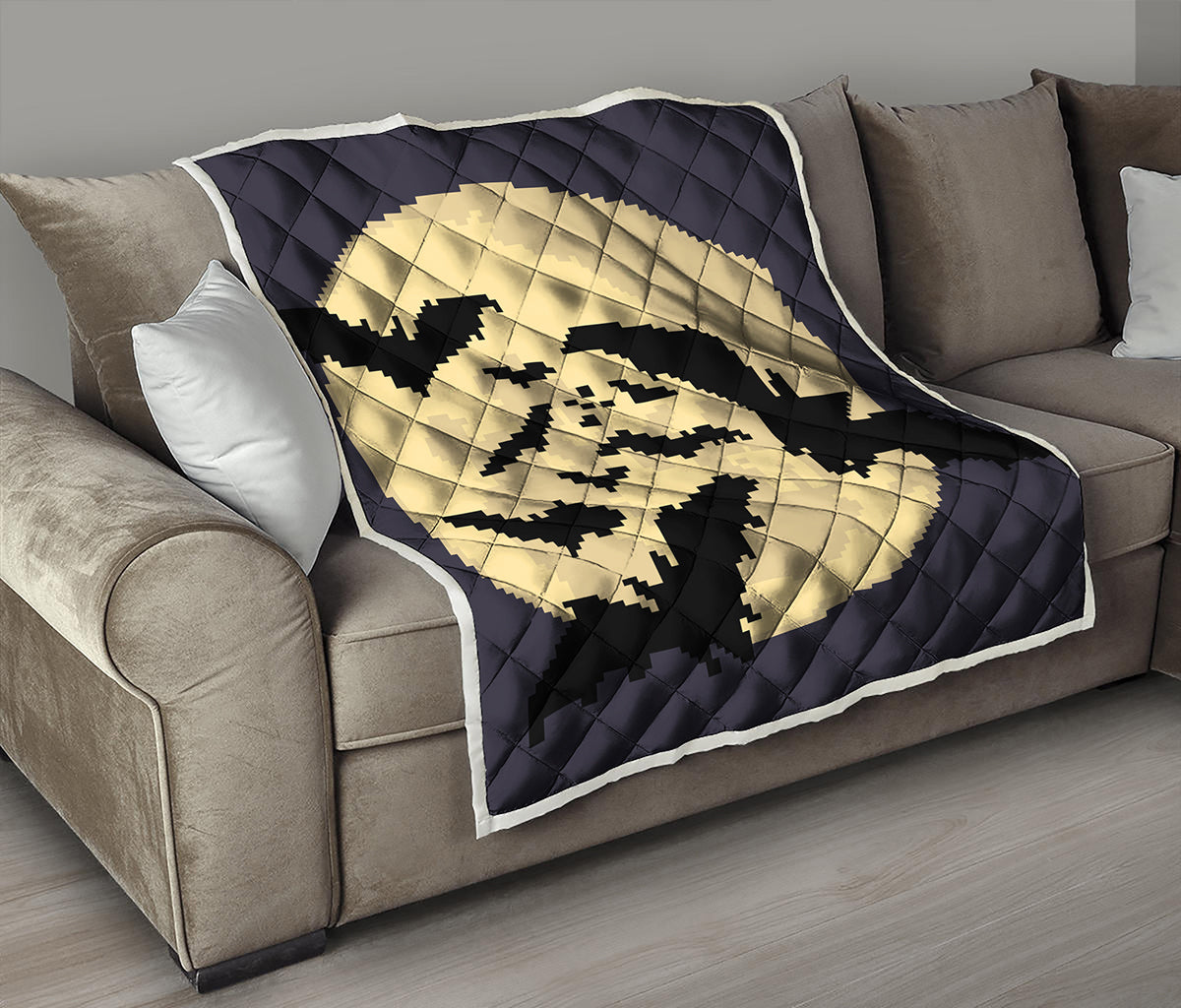 8-Bit Pixel Halloween Bat Print Quilt