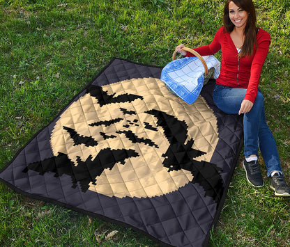 8-Bit Pixel Halloween Bat Print Quilt