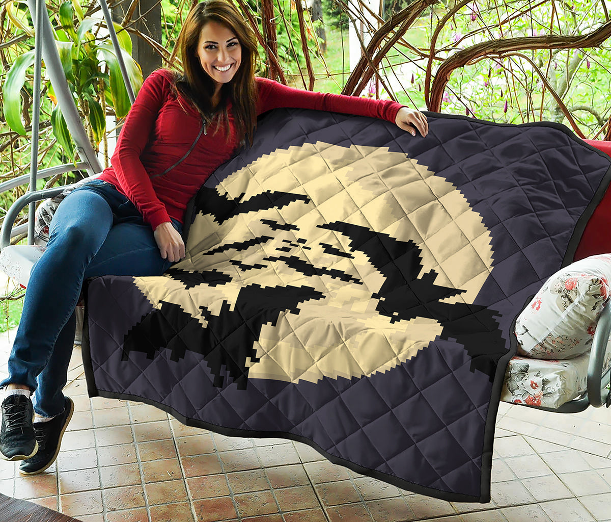 8-Bit Pixel Halloween Bat Print Quilt