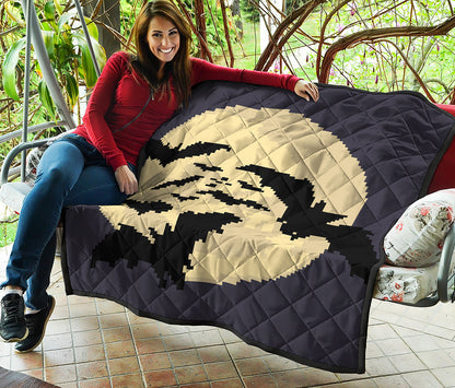 8-Bit Pixel Halloween Bat Print Quilt