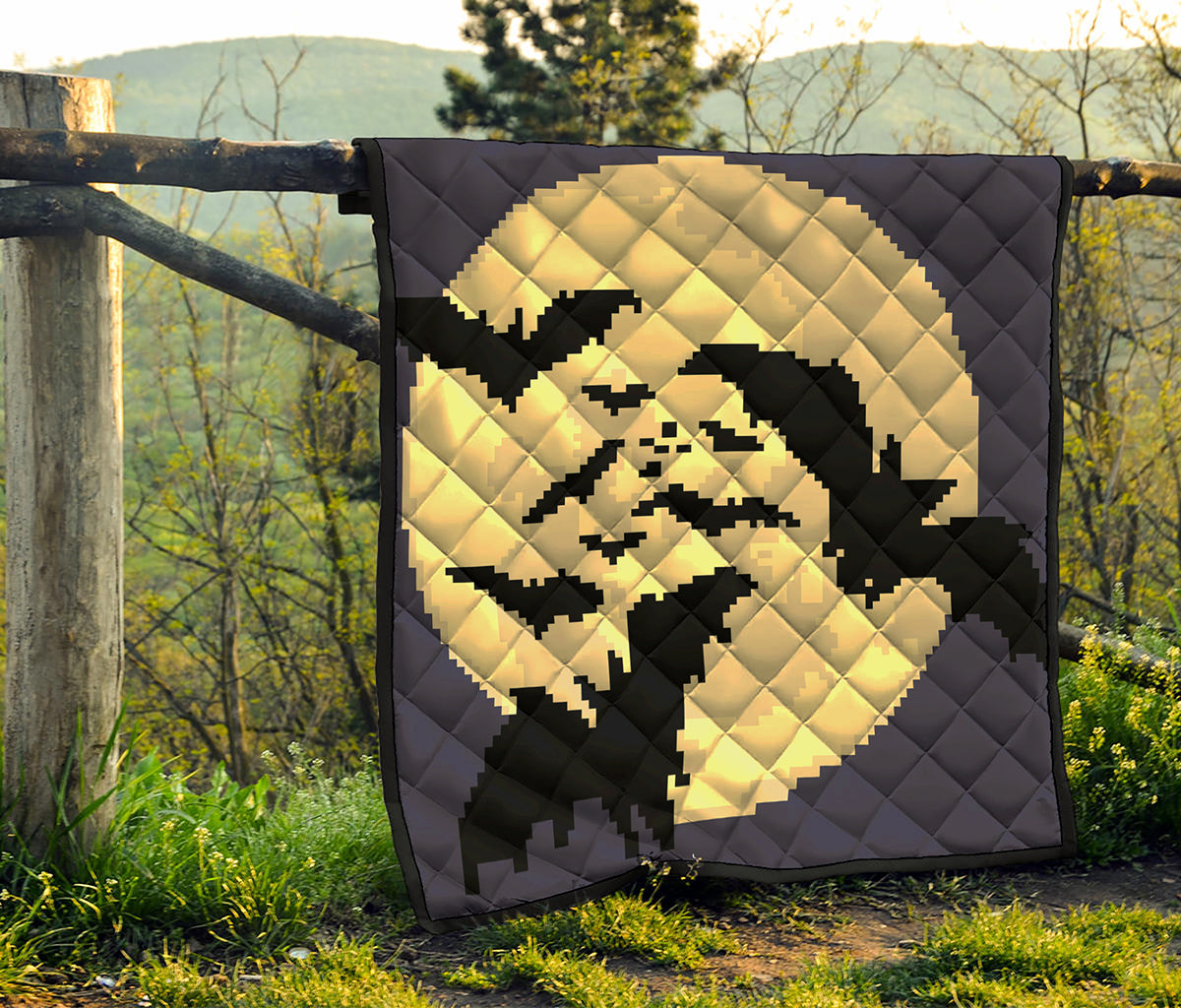 8-Bit Pixel Halloween Bat Print Quilt