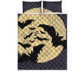8-Bit Pixel Halloween Bat Print Quilt Bed Set
