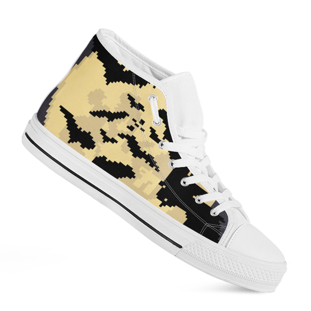 8-Bit Pixel Halloween Bat Print White High Top Shoes