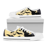 8-Bit Pixel Halloween Bat Print White Low Top Shoes