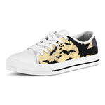 8-Bit Pixel Halloween Bat Print White Low Top Shoes