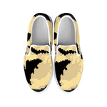 8-Bit Pixel Halloween Bat Print White Slip On Shoes