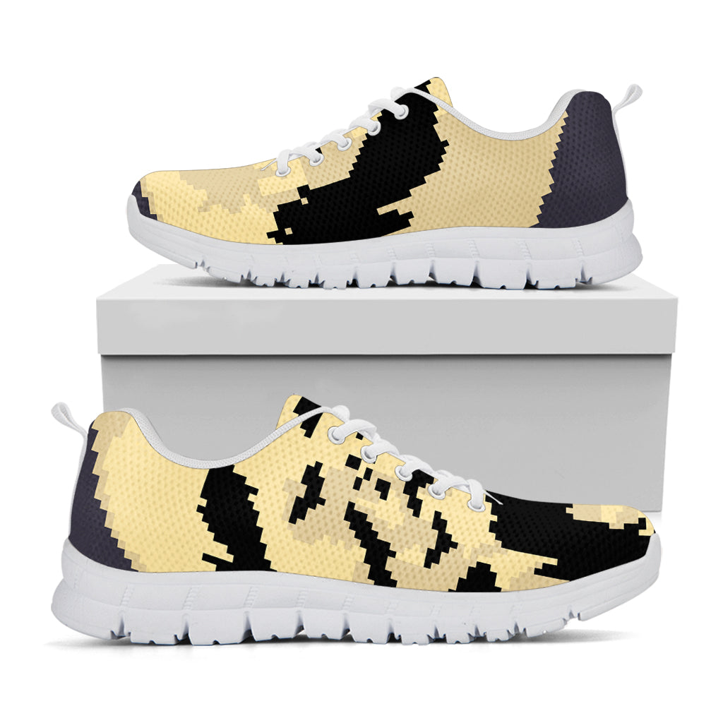 8-Bit Pixel Halloween Bat Print White Sneakers