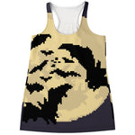 8-Bit Pixel Halloween Bat Print Women's Racerback Tank Top