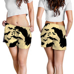 8-Bit Pixel Halloween Bat Print Women's Shorts