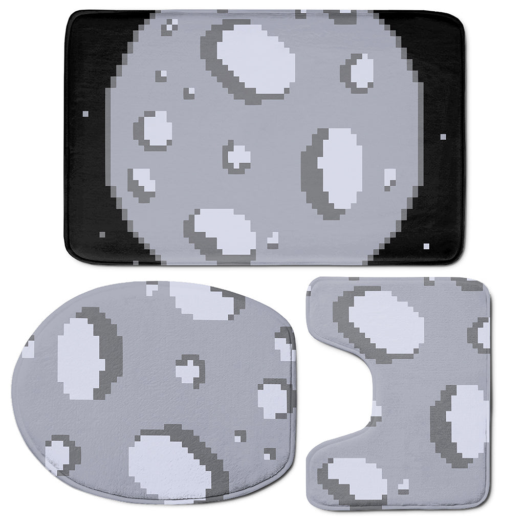 8-Bit Pixel Moon Print 3 Piece Bath Mat Set