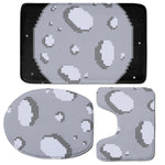 8-Bit Pixel Moon Print 3 Piece Bath Mat Set