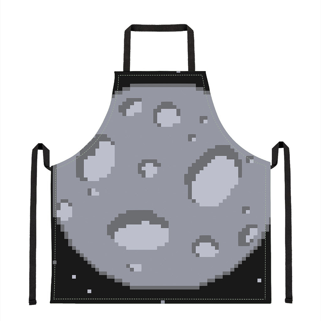 8-Bit Pixel Moon Print Apron