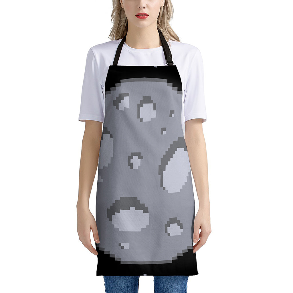 8-Bit Pixel Moon Print Apron