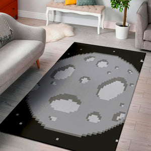 8-Bit Pixel Moon Print Area Rug