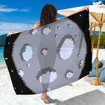 8-Bit Pixel Moon Print Beach Sarong Wrap