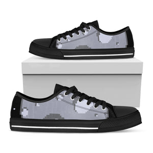 8-Bit Pixel Moon Print Black Low Top Shoes 