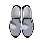 8-Bit Pixel Moon Print Black Slip On Shoes
