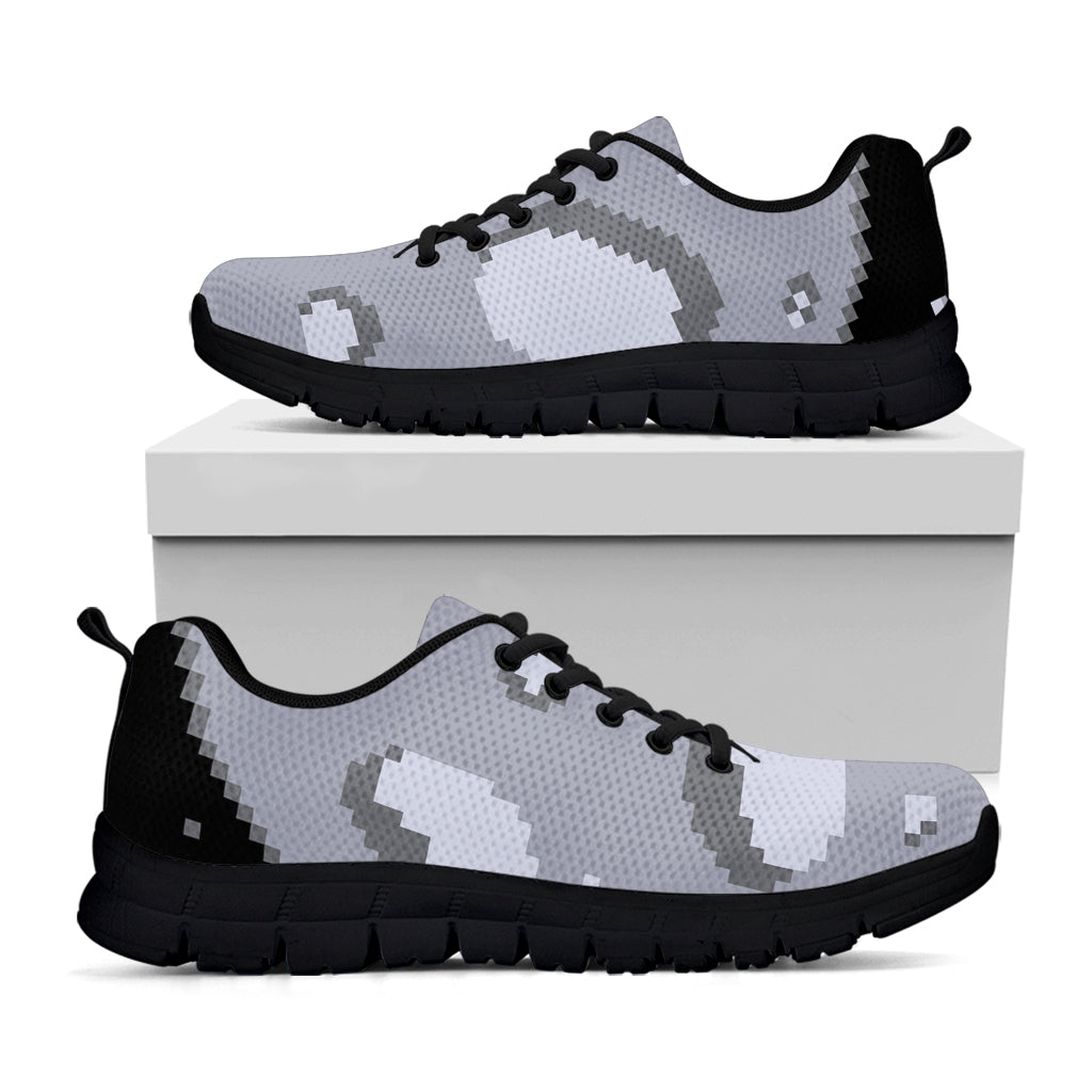8-Bit Pixel Moon Print Black Sneakers