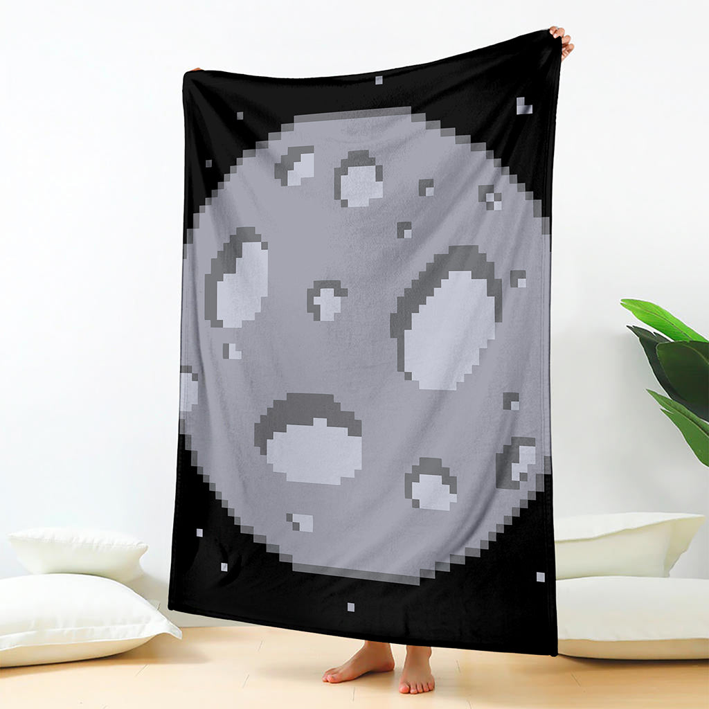 8-Bit Pixel Moon Print Blanket