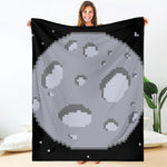 8-Bit Pixel Moon Print Blanket