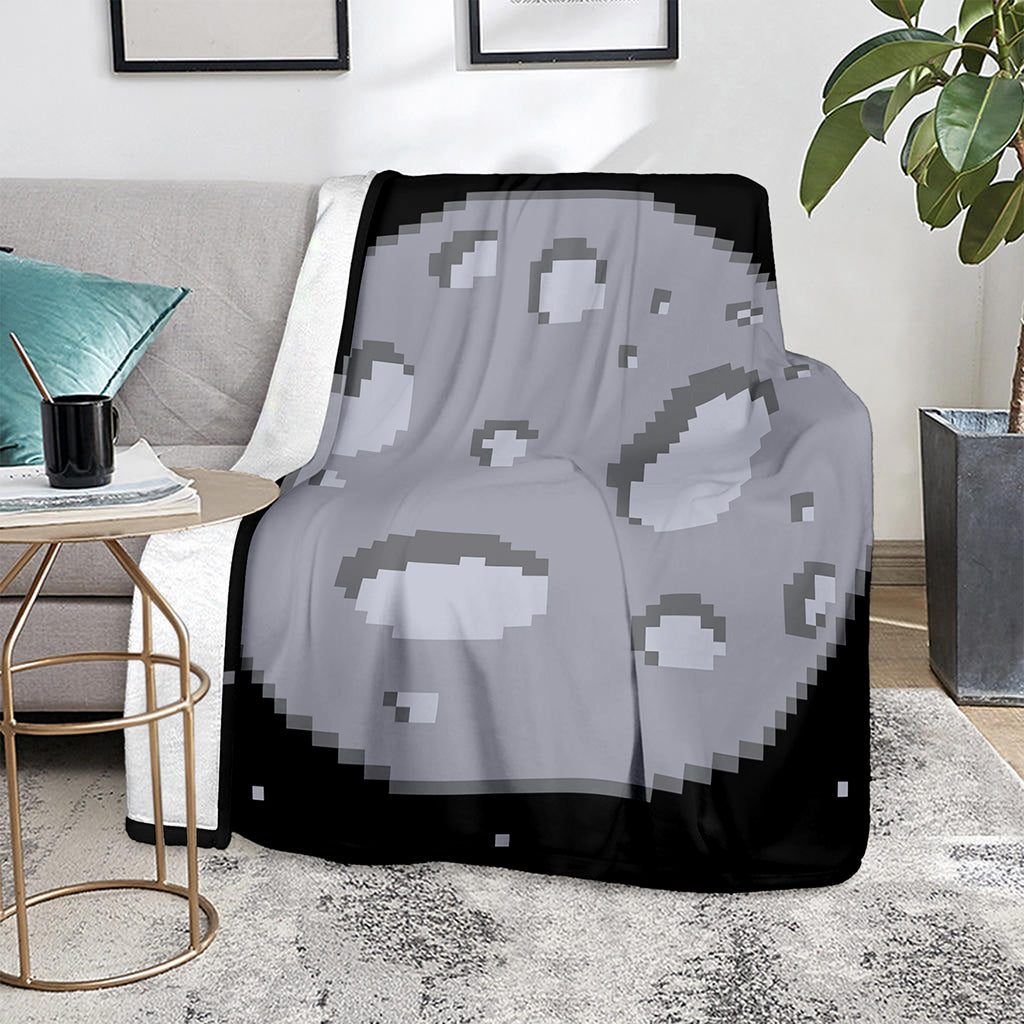 8-Bit Pixel Moon Print Blanket