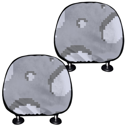 8-Bit Pixel Moon Print Car Headrest Covers