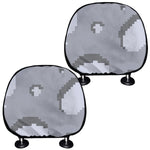 8-Bit Pixel Moon Print Car Headrest Covers