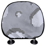8-Bit Pixel Moon Print Car Headrest Covers
