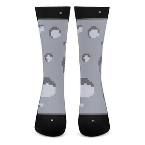 8-Bit Pixel Moon Print Crew Socks