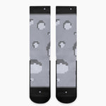 8-Bit Pixel Moon Print Crew Socks