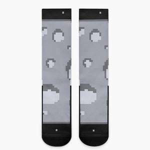 8-Bit Pixel Moon Print Crew Socks