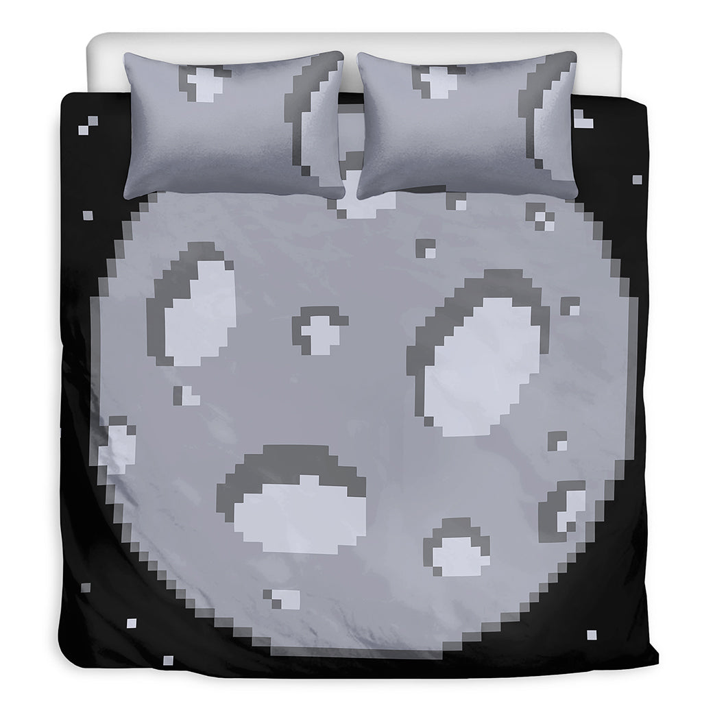 8-Bit Pixel Moon Print Duvet Cover Bedding Set
