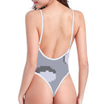 8-Bit Pixel Moon Print High Cut One Piece Swimsuit