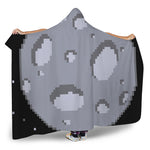 8-Bit Pixel Moon Print Hooded Blanket