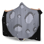 8-Bit Pixel Moon Print Hooded Blanket