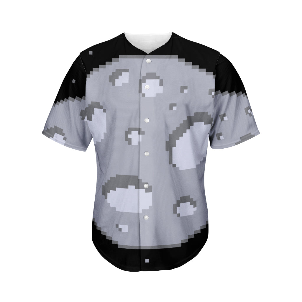 8-Bit Pixel Moon Print Men's Baseball Jersey